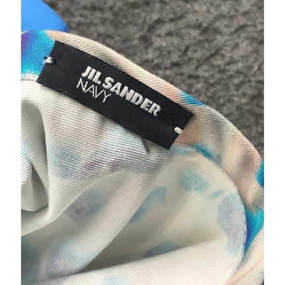 Jil Sanders Navy Polka Dot Print Blue White Cotton Flare Midi Skirt 40 US 8 - Picture 4 of 4